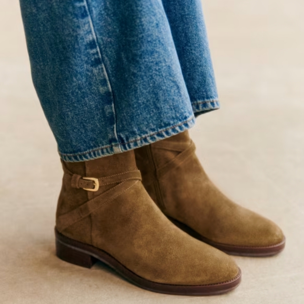 Sezane Brown Suede Ankle Boots